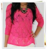 Blusa de renda rosa pink